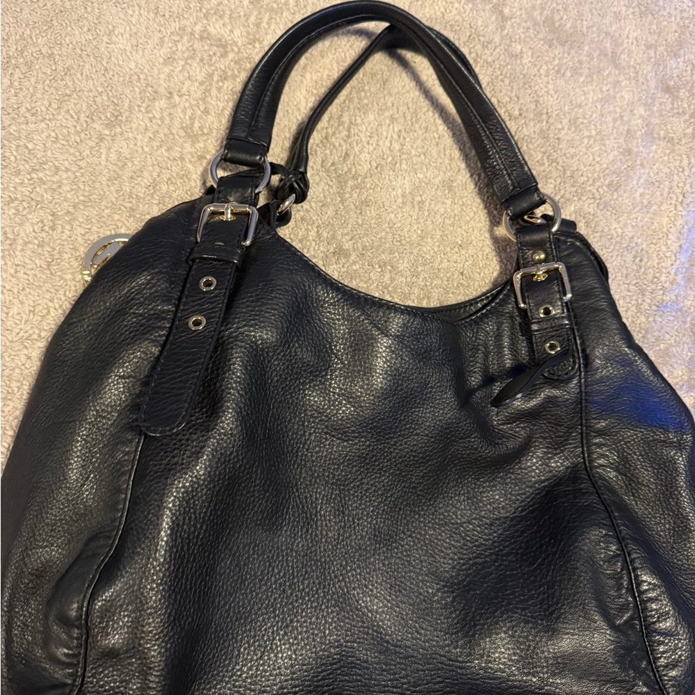 Elegant Black Leather Tote Bag